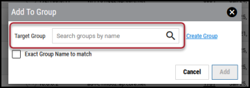 Add Application to Group - Add to Group Window